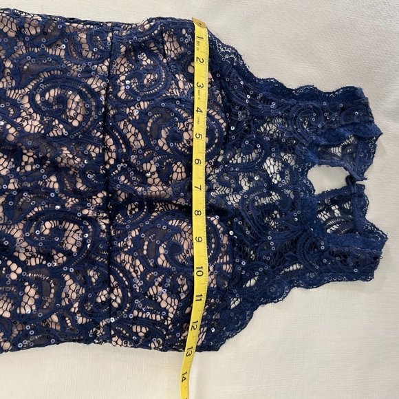 Sequin Heart Lace Halter Bodycon Homecoming Dress Navy Blue & Nude Siz… - Picture 4 of 7